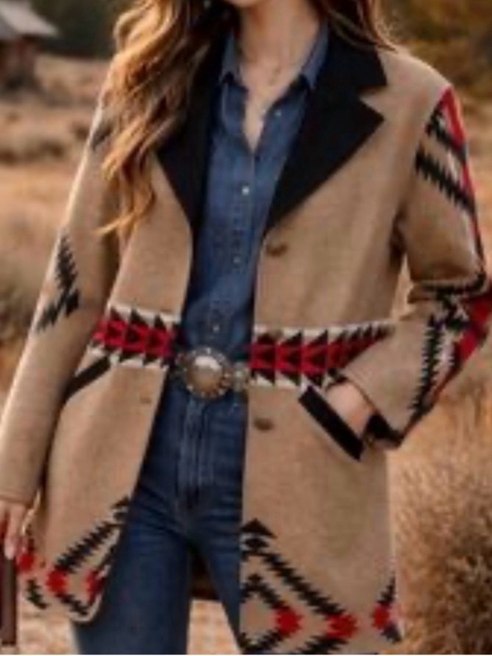 Pendleton Virgin Wool Aztec Tribal South Western Boho Blanket Coat
